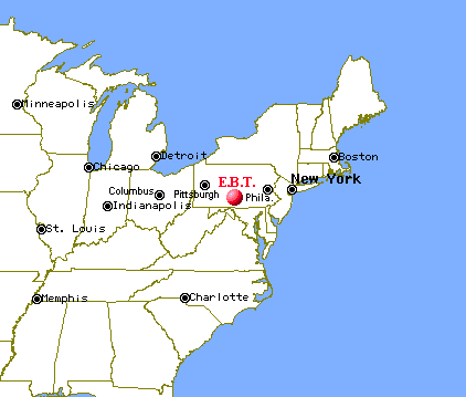 Map of the EBT in the Eastern US