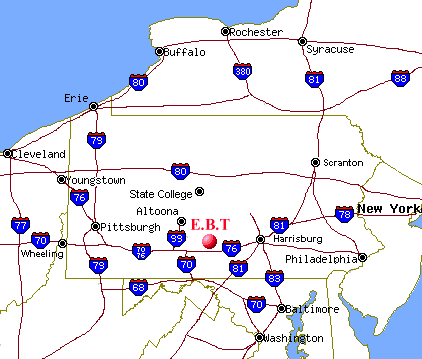 Map of the EBT in the Eastern US